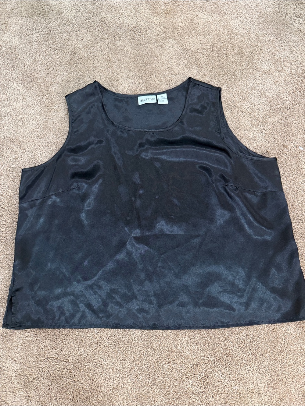Apparenza Black Satin Scoop Neck Women's Tank Top